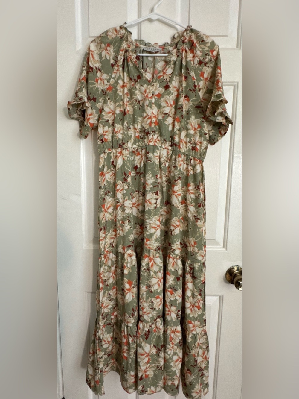 Hayden Olive Green Floral Tiered Dress